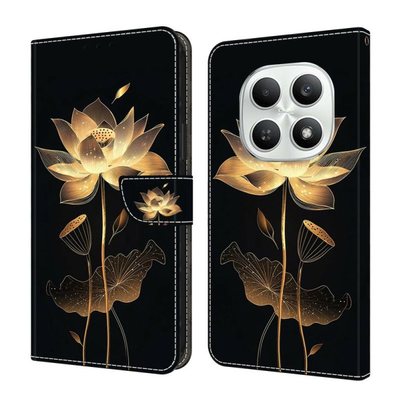 Læder Cover Xiaomi Redmi Note 15 5g Gylden Lotus
