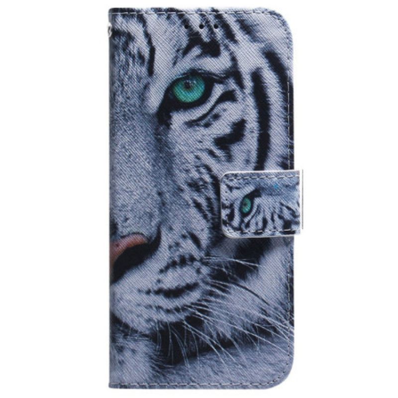 Læder Cover Xiaomi Redmi Note 15 5g Hvid Tiger