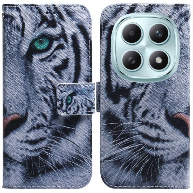 Læder Cover Xiaomi Redmi Note 15 5g Hvid Tiger