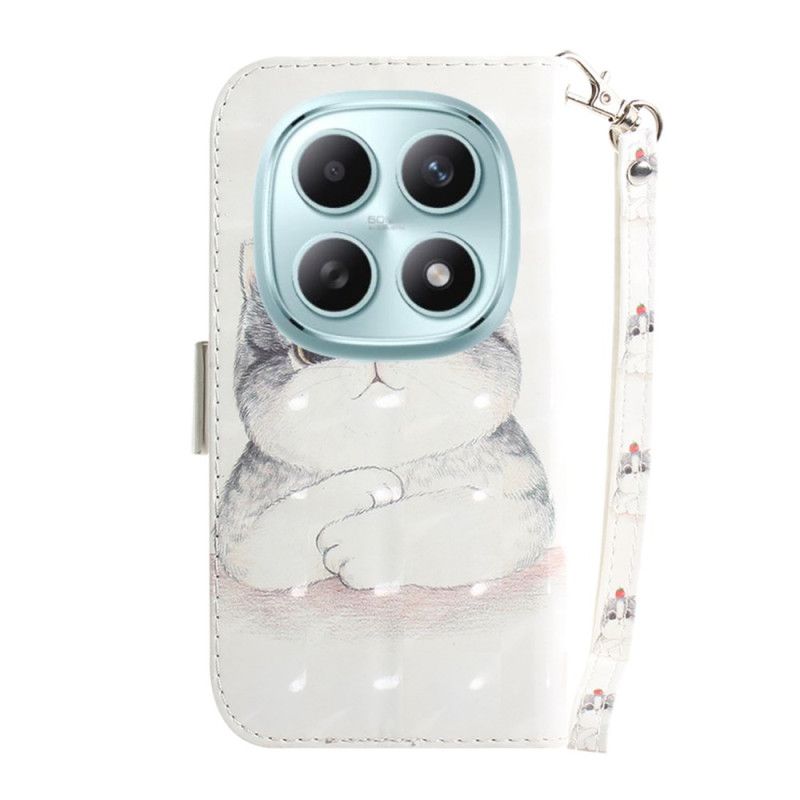 Læder Cover Xiaomi Redmi Note 15 5g Sød Kat Med Snor