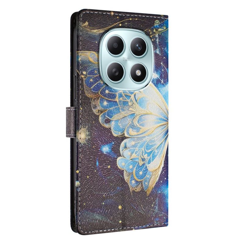 Læder Cover Xiaomi Redmi Note 15 5g Sommerfugl Med Stjerner