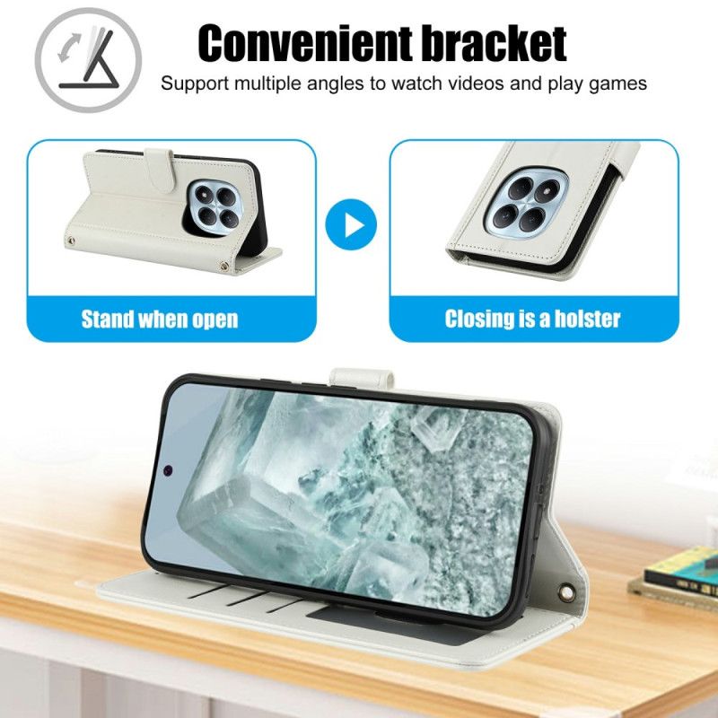 Læder Cover Xiaomi Redmi Note 15 5g Stativ Og Håndledsrem