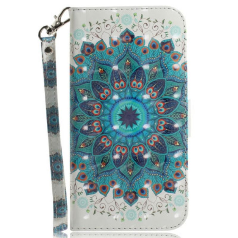 Læder Cover Xiaomi Redmi Note 15 5g Telefon Etui Grøn Mandala Med Snor