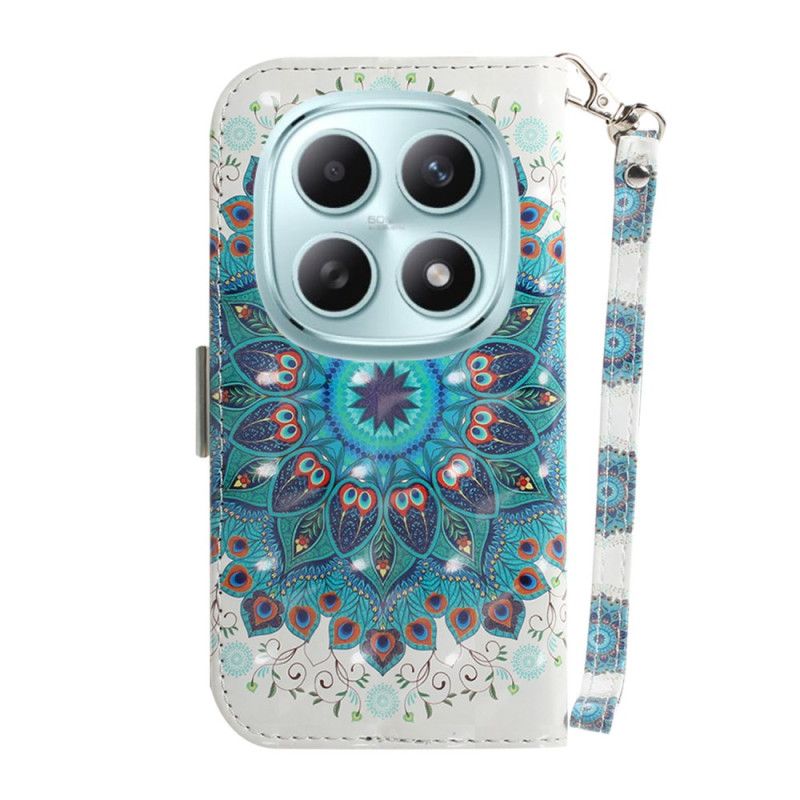 Læder Cover Xiaomi Redmi Note 15 5g Telefon Etui Grøn Mandala Med Snor