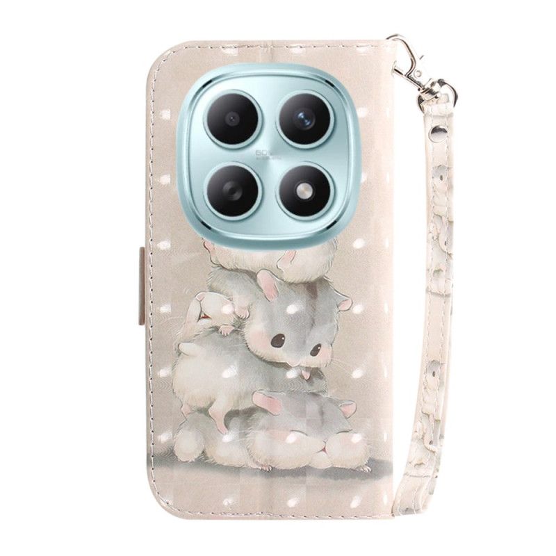 Læder Cover Xiaomi Redmi Note 15 5g Telefon Etui Hamstere Med Snor