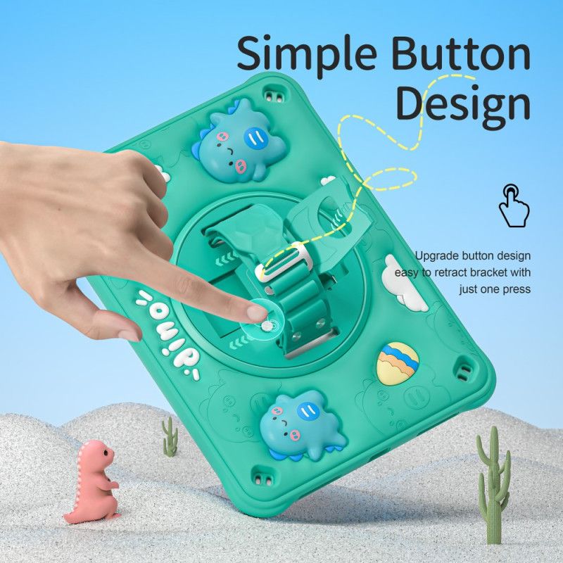 Cover iPad (2025) Børne Dinosaurrem Og Støtte