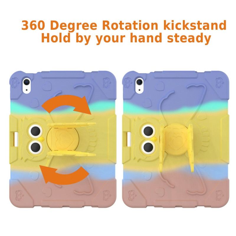 Cover iPad (2025) Roterende Stativ Med Sommerfuglemotiv Og Farvet Farve Til Børn