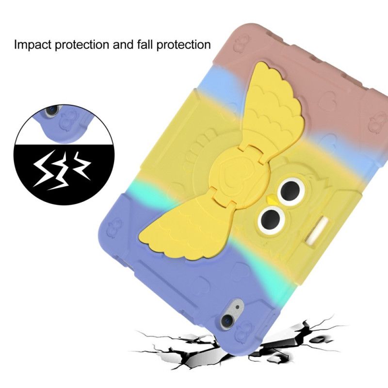 Cover iPad (2025) Roterende Stativ Med Sommerfuglemotiv Og Farvet Farve Til Børn