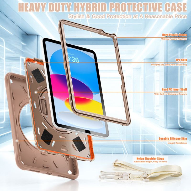 Cover iPad (2025) Telefon Etui 360-graders Roterende Holder Og Skulderrem