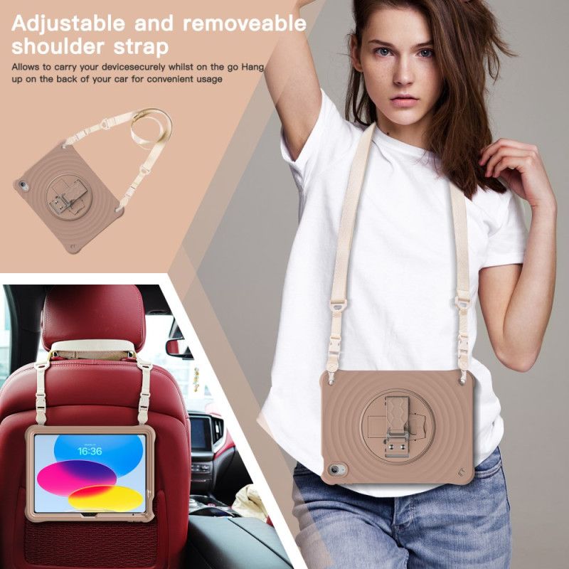 Cover iPad (2025) Telefon Etui 360-graders Roterende Holder Og Skulderrem
