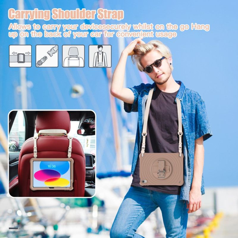 Cover iPad (2025) Telefon Etui 360-graders Roterende Holder Og Skulderrem