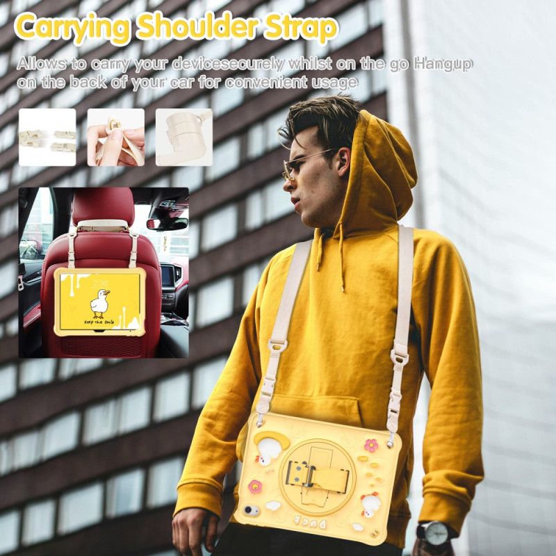 Cover iPad (2025) Telefon Etui Stativ Og Skulderrem Til Børneande