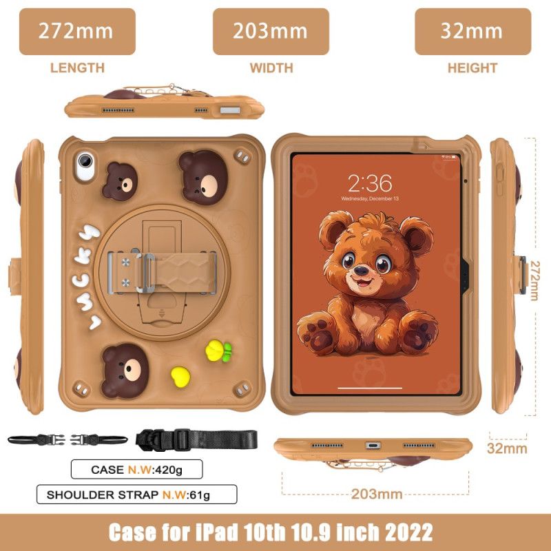 Cover Til iPad (2025) Børnebjørne-rem Og Skulderrem