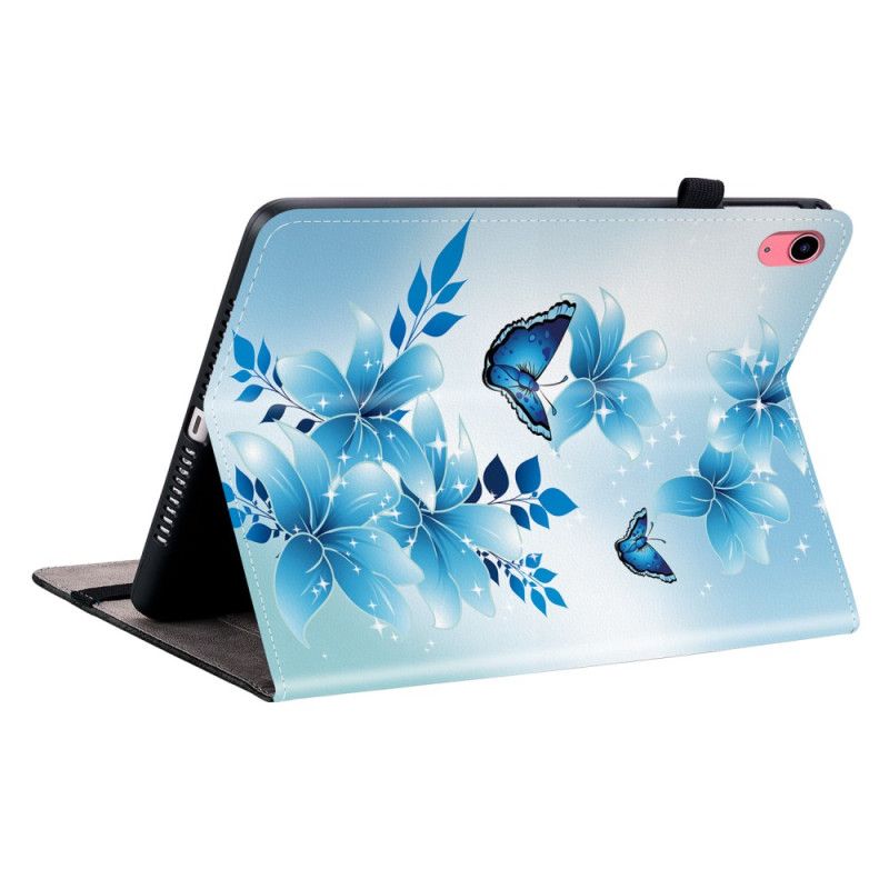 Etui iPad (2025) Blå Sommerfugle Og Blomster