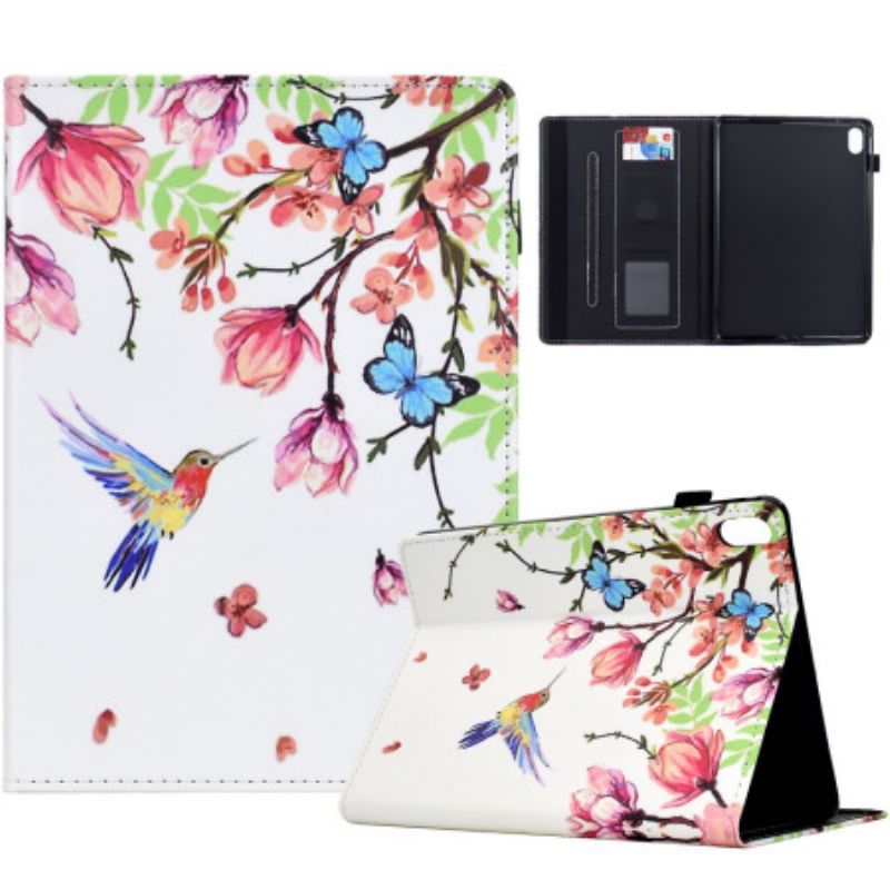 Etui iPad (2025) Blomster- Og Fuglemønster