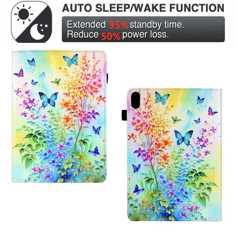 Etui iPad (2025) Blomster Og Sommerfugle