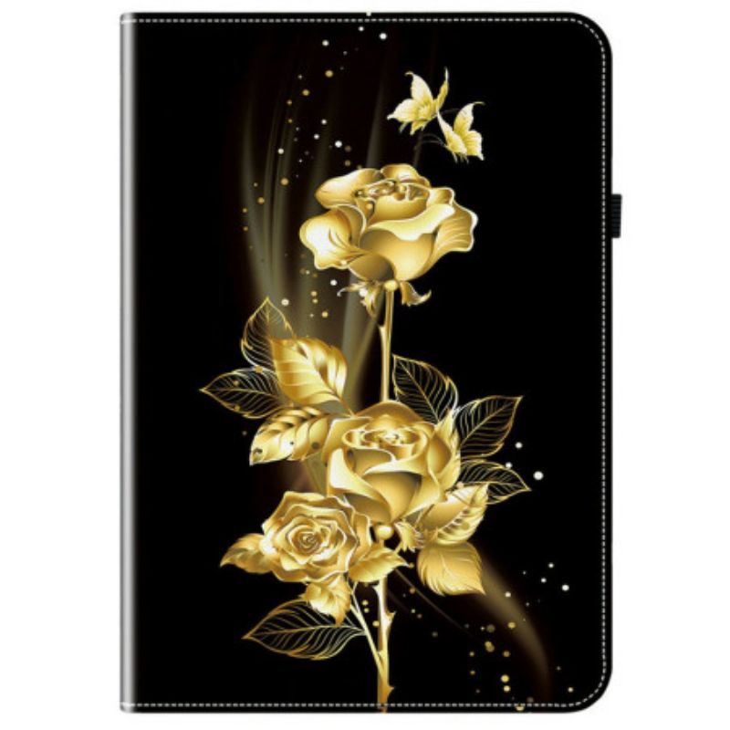 Læder Cover Xiaomi Pad 7 / 7 Pro Telefon Etui Gyldne Roser Og Sommerfugle