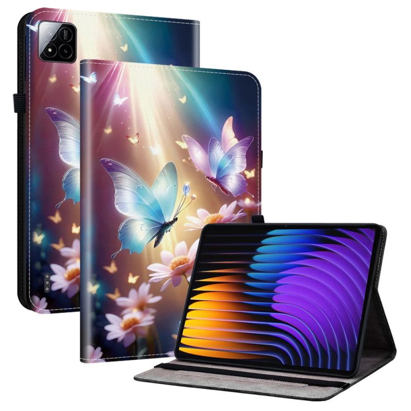 Læder Cover Xiaomi Pad 7 / 7 Pro Telefon Etui Lysende Sommerfugle