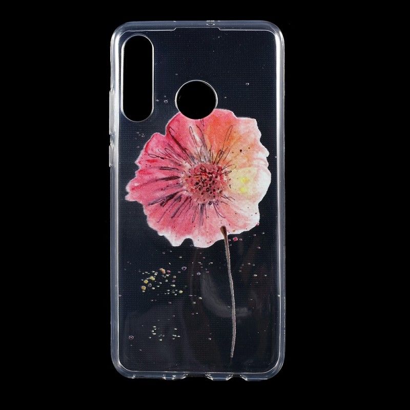 Cover Huawei P30 Lite Mobilcover Gennemsigtig Akvarelvalmue