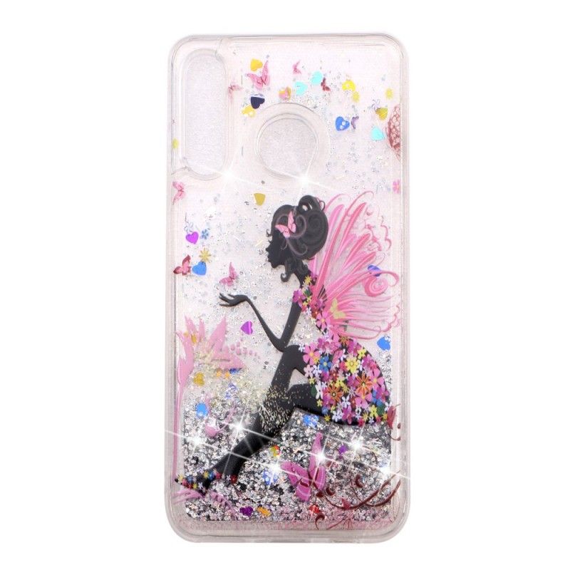 Cover Huawei P30 Lite Mobilcover Gennemsigtig Blomsterfe Glitter