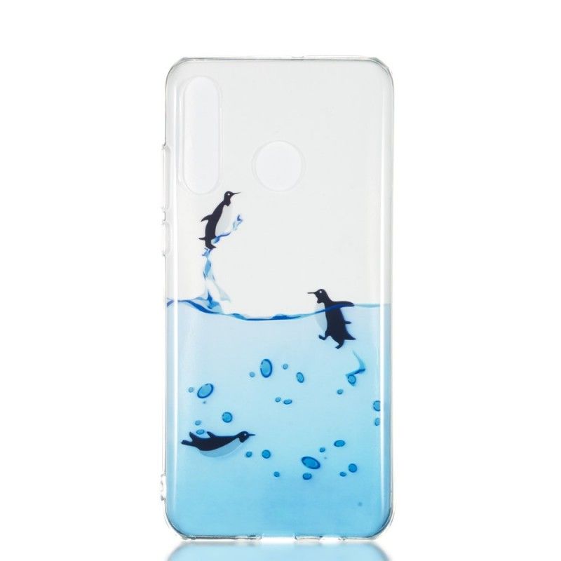 Cover Huawei P30 Lite Mobilcover Gennemsigtigt Pingvinspil