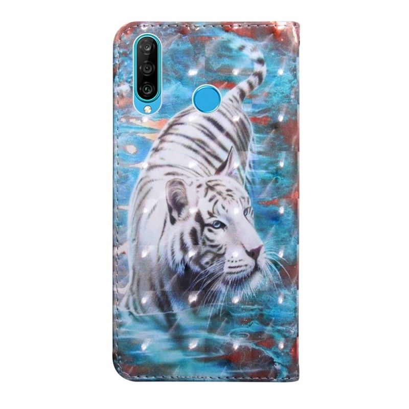 Flip Cover Huawei P30 Lite Mobilcover Tiger I Vandet