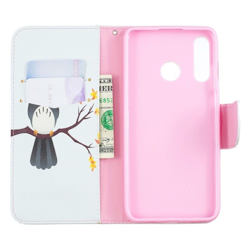Flip Cover Huawei P30 Lite Mobilcover Ugle. Der Ligger På Grenen