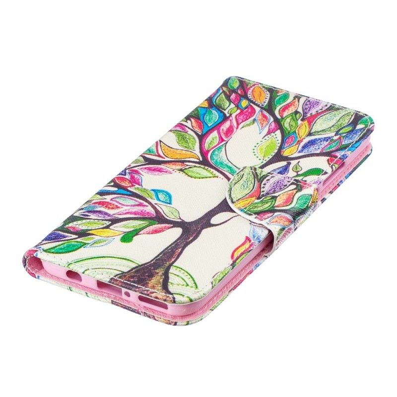 Flip Cover Læder Huawei P30 Lite Farvet Træ