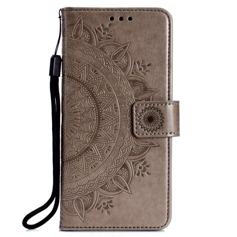Flip Cover Læder Huawei P30 Lite Grå Solmandala Original