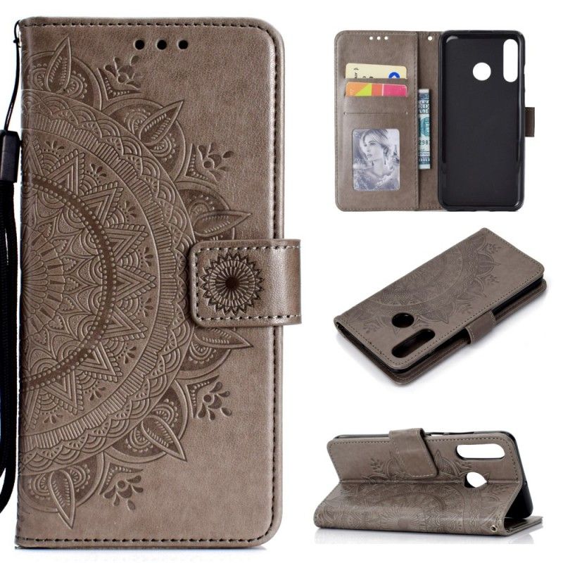 Flip Cover Læder Huawei P30 Lite Grå Solmandala Original