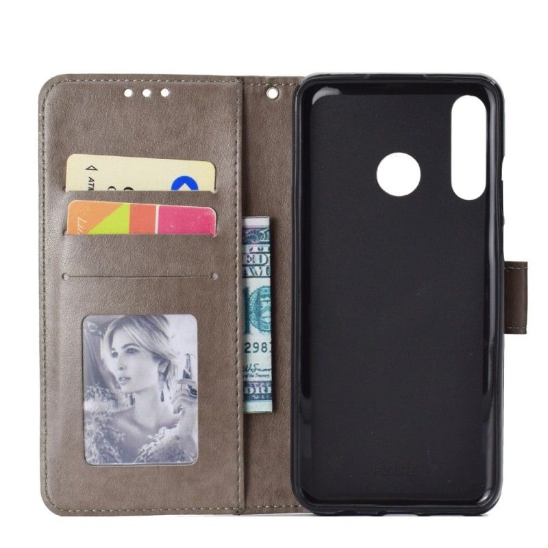 Flip Cover Læder Huawei P30 Lite Grå Solmandala Original