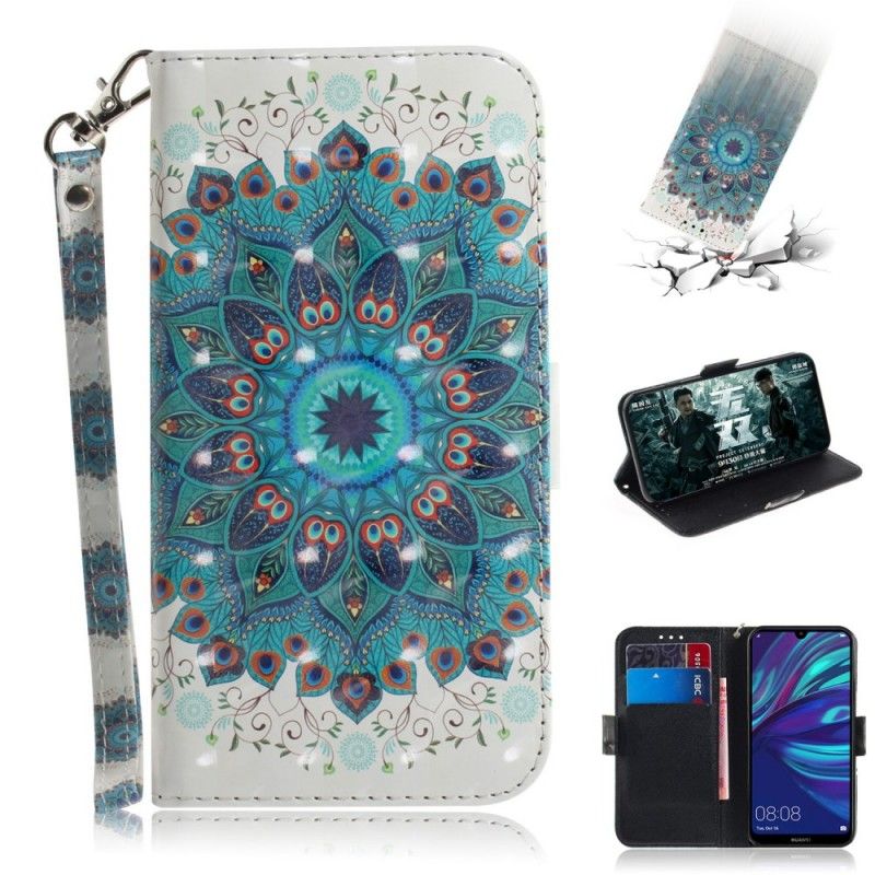 Flip Cover Læder Huawei P30 Lite Mesterlig Mandala Med Rem