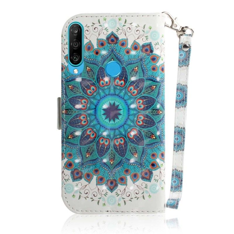 Flip Cover Læder Huawei P30 Lite Mesterlig Mandala Med Rem