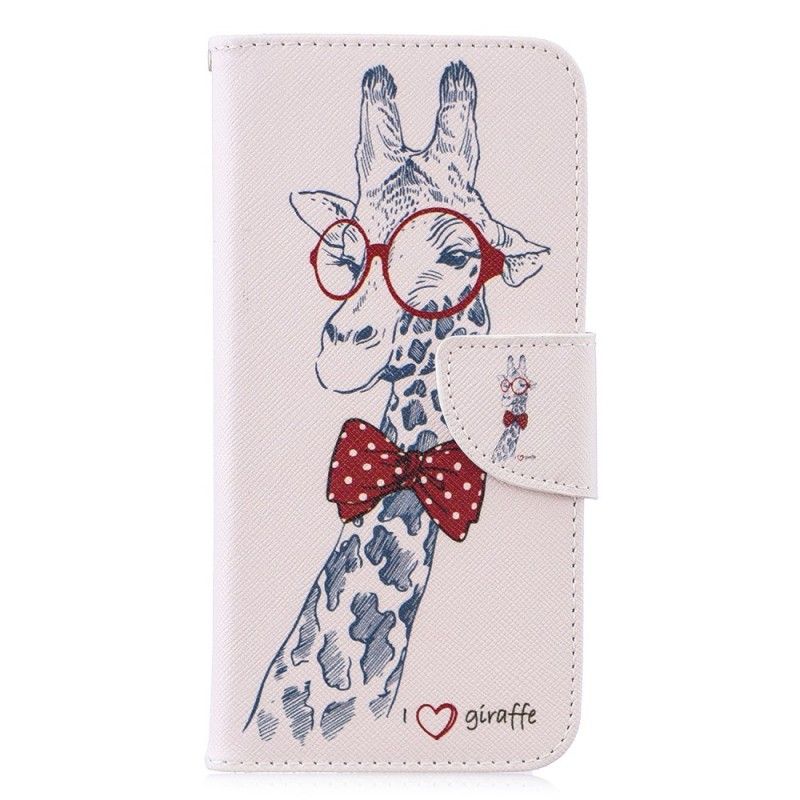 Flip Cover Læder Huawei P30 Lite Nørd Giraf