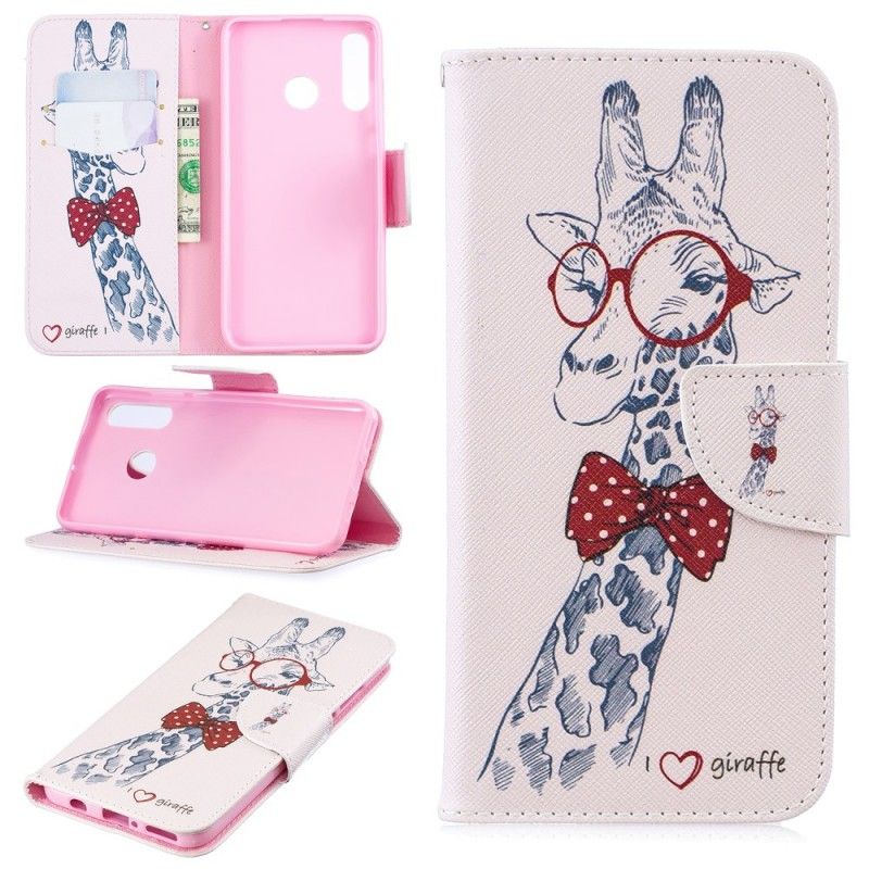Flip Cover Læder Huawei P30 Lite Nørd Giraf