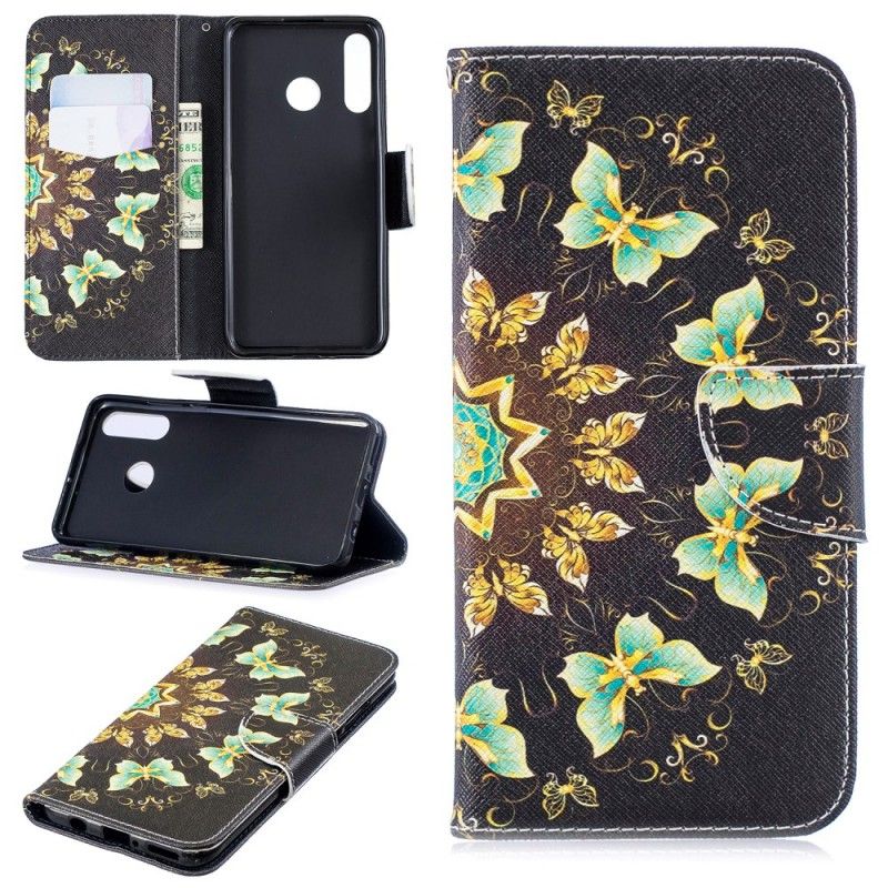 Flip Cover Læder Huawei P30 Lite Sommerfuglemandala