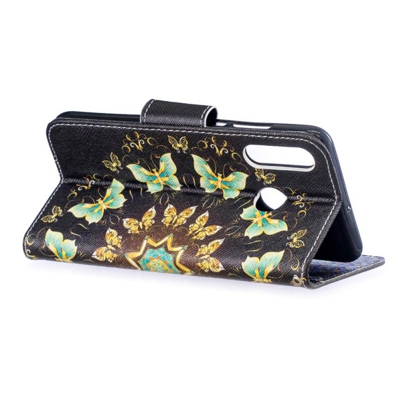 Flip Cover Læder Huawei P30 Lite Sommerfuglemandala