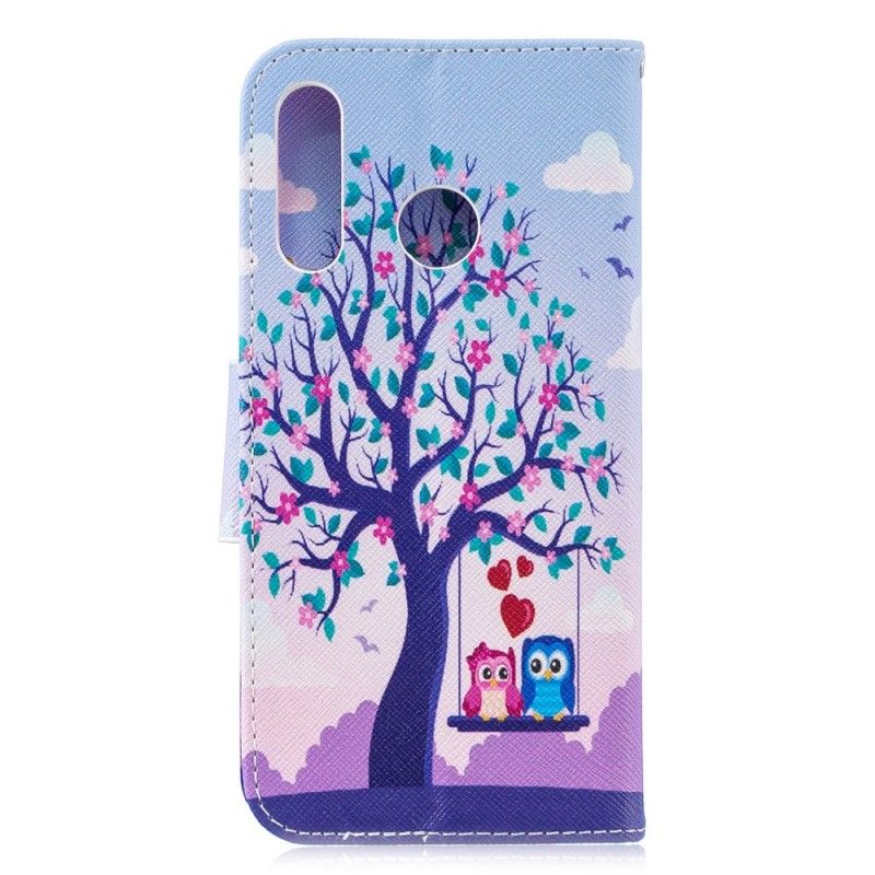 Flip Cover Læder Huawei P30 Lite Ugler På Gyngen Original