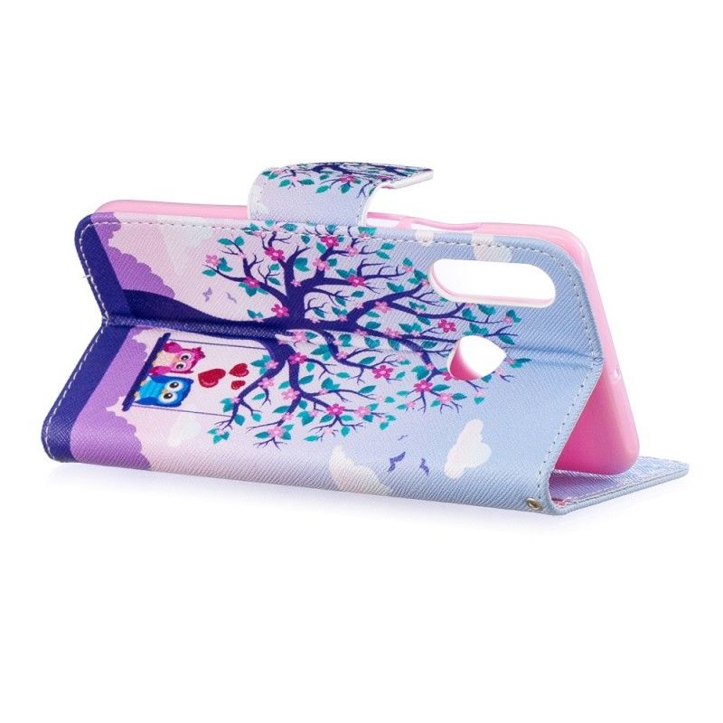 Flip Cover Læder Huawei P30 Lite Ugler På Gyngen Original