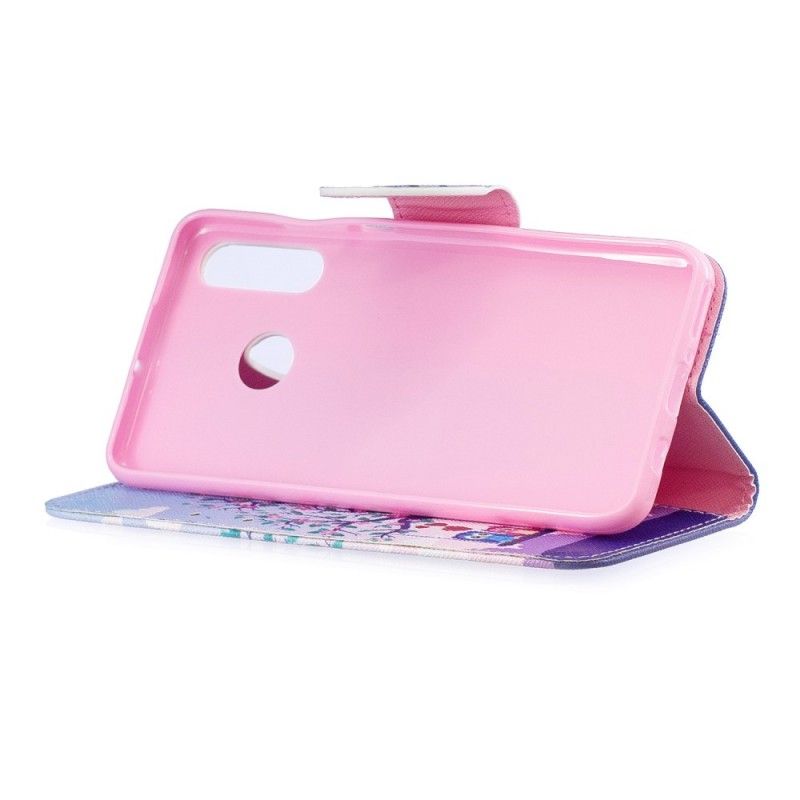 Flip Cover Læder Huawei P30 Lite Ugler På Gyngen Original