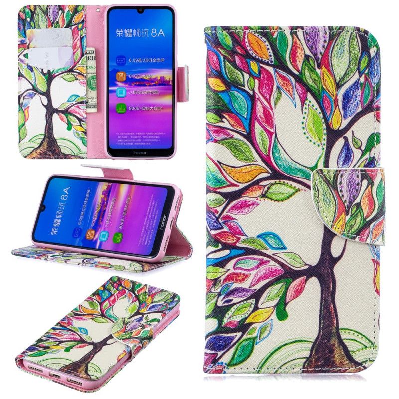 Flip Cover Honor 8A Mobilcover Farvet Træ
