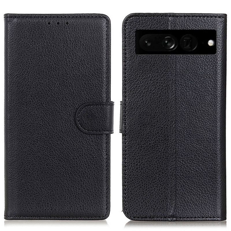 Flip Cover Google Pixel 7 Pro Traditionelt Litchi Imiteret Læder