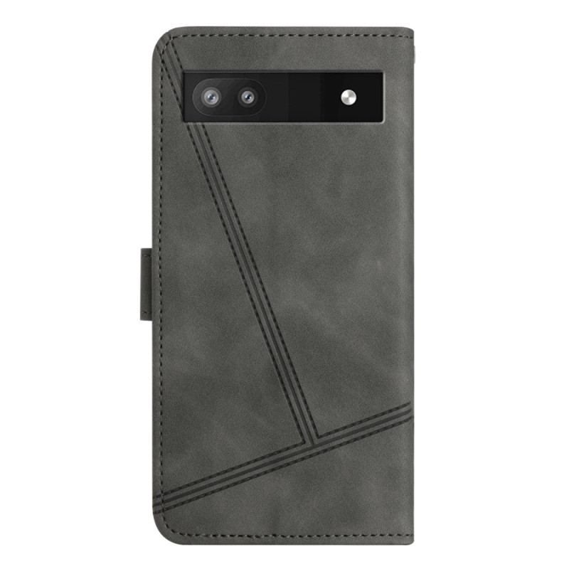 Flip Cover Google Pixel 7A Med Snor Strappy Geometrisk Læderstil