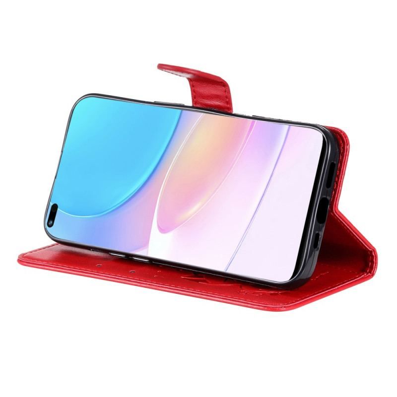 Flip Cover Honor 50 Lite Med Snor Kat Og Bi Med Snor