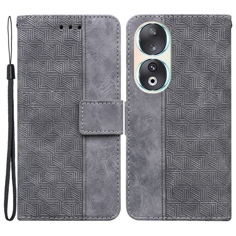 Flip Cover Honor 90 Med Snor Strappy Vævet Mønster