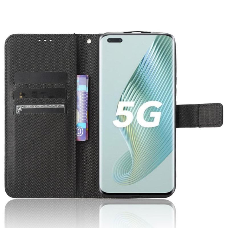 Flip Cover Honor Magic 5 Pro Med Snor Stilfuldt Strappy Imiteret Læder