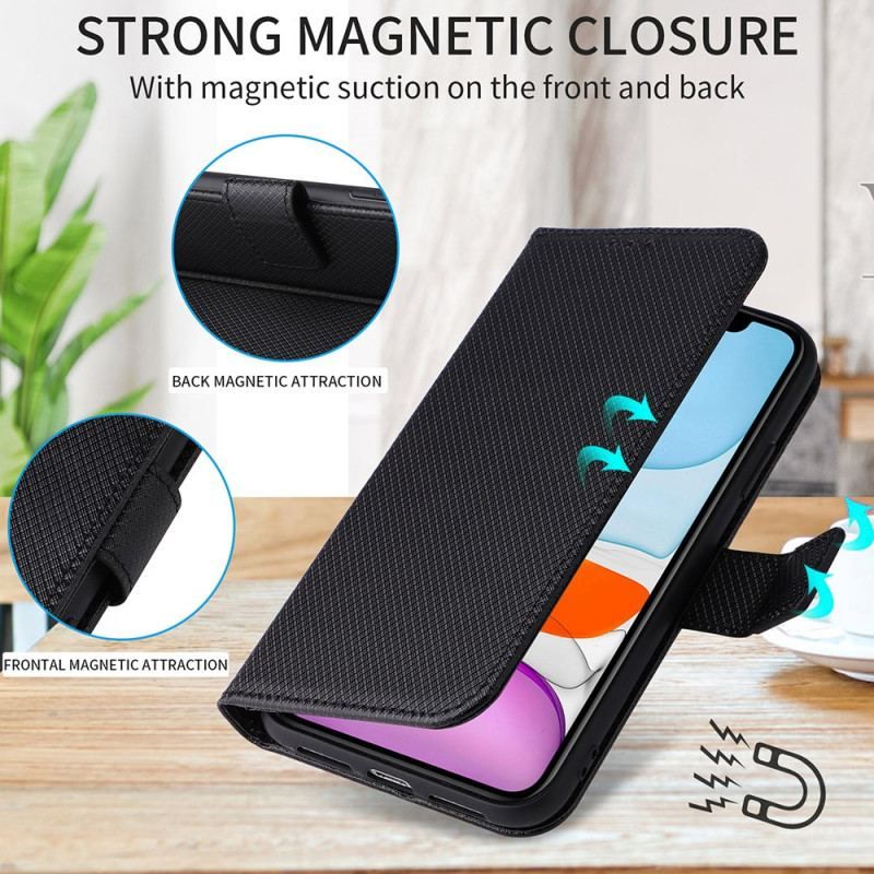 Flip Cover Honor Magic 5 Pro Med Snor Stilfuldt Strappy Imiteret Læder