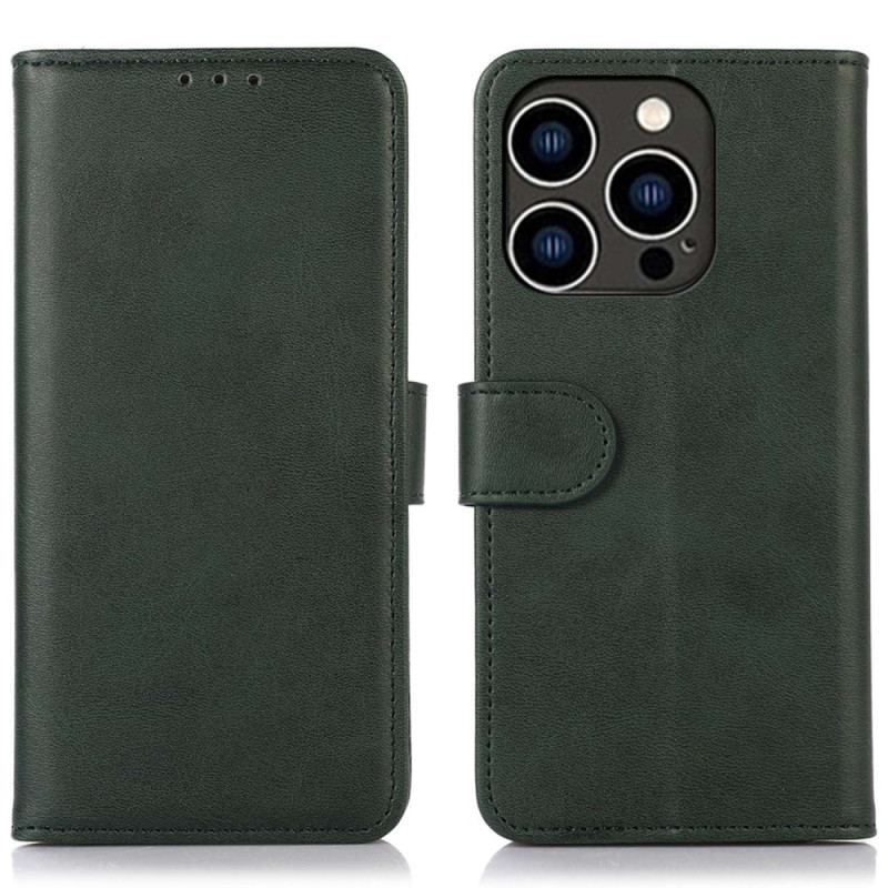 Flip Cover iPhone 14 Pro Mat Imiteret Læder
