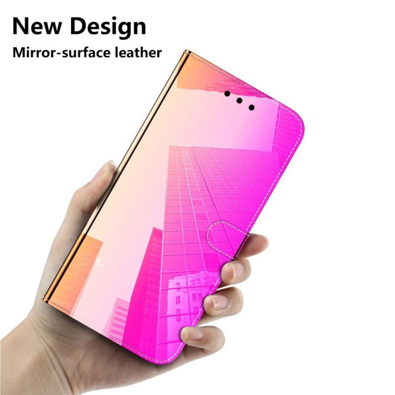Flip Cover Moto G73 5G Imiteret Spejl Læder Med Rem