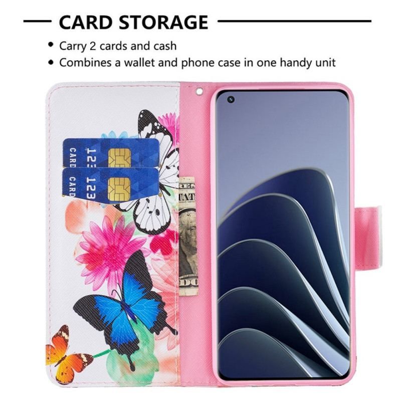 Flip Cover OnePlus 10 Pro 5G Akvarel Sommerfugle